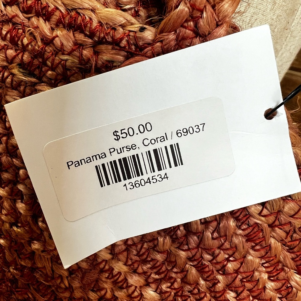 LAST ONE Origins Store Natural Jute Panama Purse Tote Market Everyday Bag - Picture 6 of 7